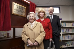 Official opening of Castleford Forum councilor Peter Box, deputy leader Denise Jeffery and Mrs Winnie McLoughin.